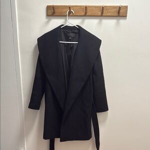 Ann Taylor Black Pea Coat with Lapel Collar and Belt